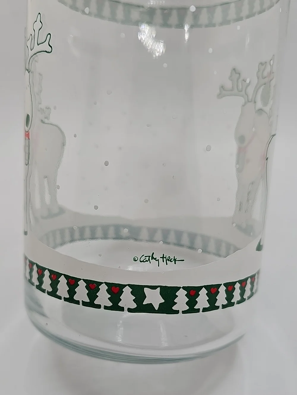 Vtg 90s Christmas Holiday Treat Jar Kissing Reindeers Cathy Hentz Design
